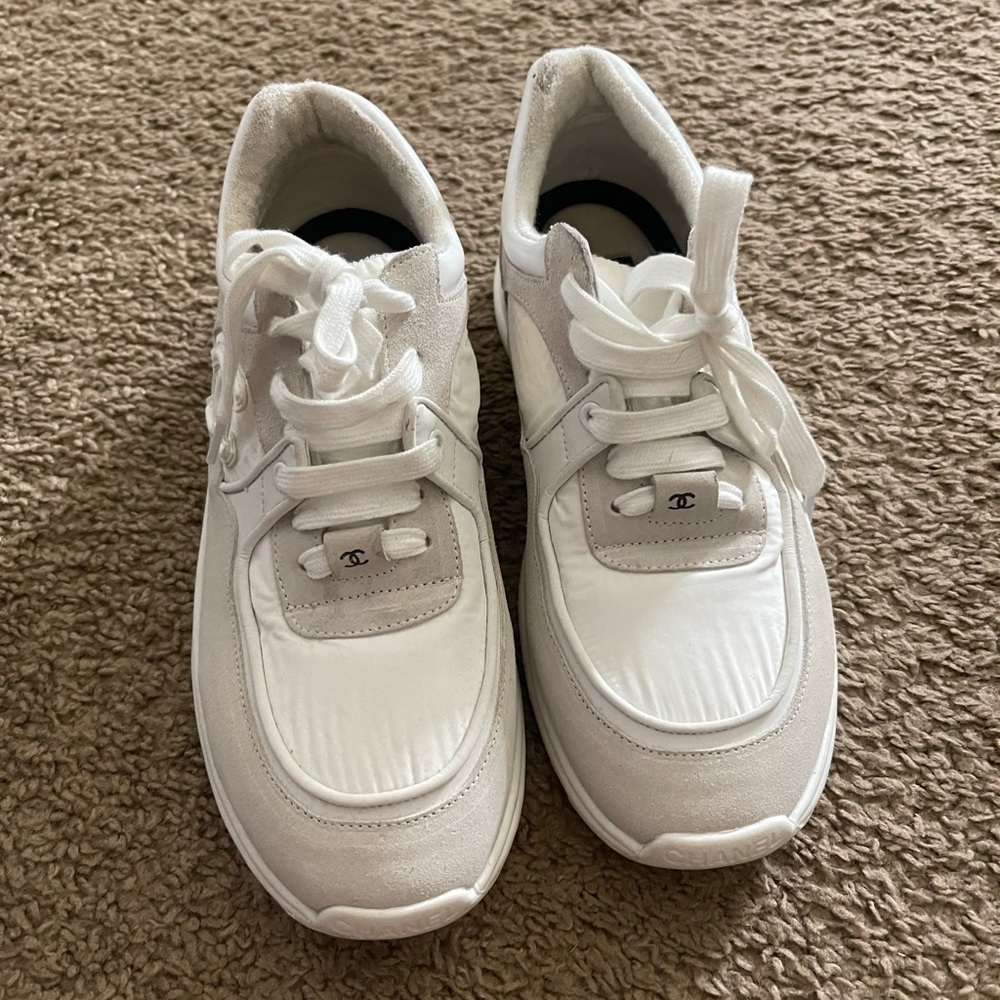White Chanel trainers